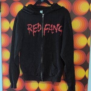 RED FANG Black and Red Graphic Hoodie MEN SIZE SMALL